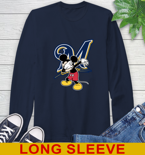 Milwaukee Brewers MLB Baseball Dabbing Mickey Disney Sports Long Sleeve T-Shirt 5 Milwaukee Brewers MLB Baseball Dabbing Mickey Disney Sports Long Sleeve T-Shirt - Image 5