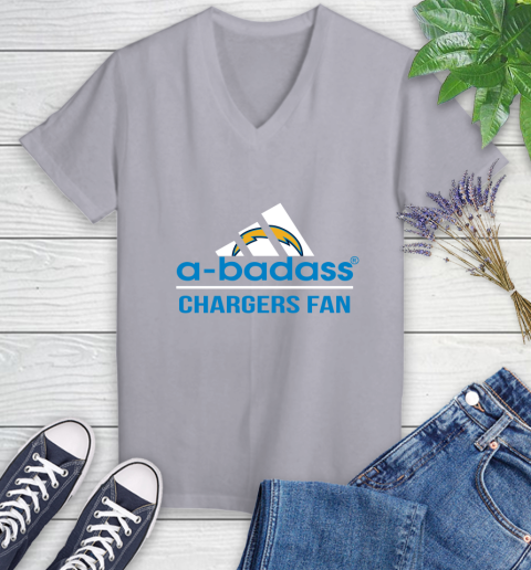 San Diego Chargers NFL Football A Badass Adidas Adoring Fan Sports Women's V-Neck T-Shirt 4