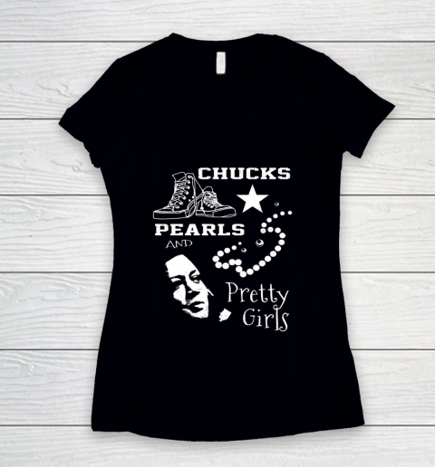 Chucks Pearls and Pretty Girls Kamala Harris Inauguration Women's V-Neck T-Shirt