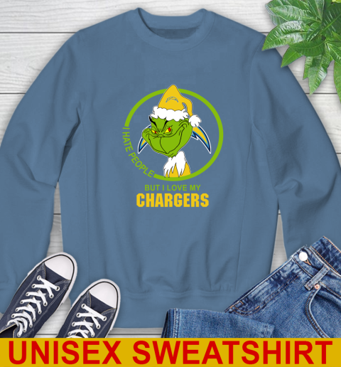 San Diego Chargers NFL Christmas Grinch I Hate People But I Love My Favorite Football Team Sweatshirt 8
