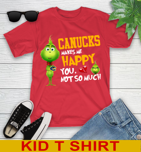 NHL Vancouver Canucks Makes Me Happy You Not So Much Grinch Hockey Sports Youth T-Shirt 11