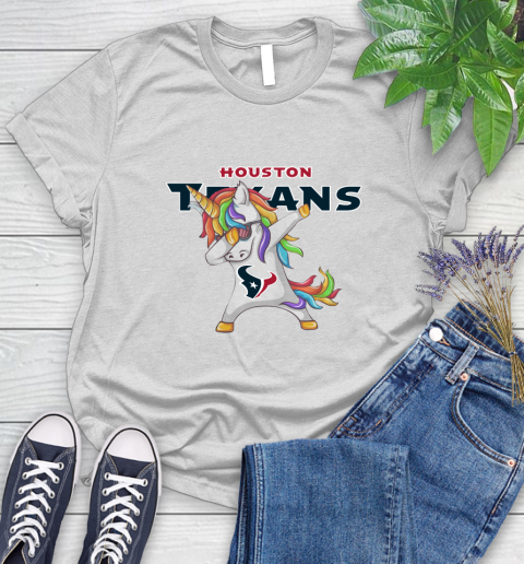 Houston Texans NFL Football Funny Unicorn Dabbing Sports Women's T-Shirt