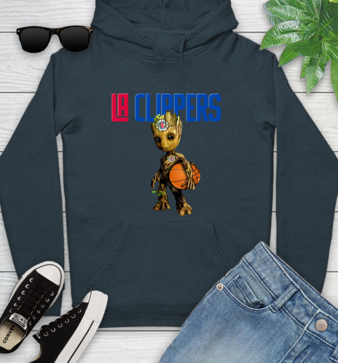 LA Clippers NBA Basketball Groot Marvel Guardians Of The Galaxy Youth Hoodie 8