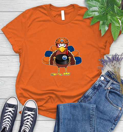 Edmonton Oilers Turkey Thanksgiving Day Women's T-Shirt 5 Edmonton Oilers Turkey Thanksgiving Day Women's T-Shirt - Image 5
