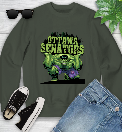Ottawa Senators NHL Hockey Incredible Hulk Marvel Avengers Sports Youth Sweatshirt 10