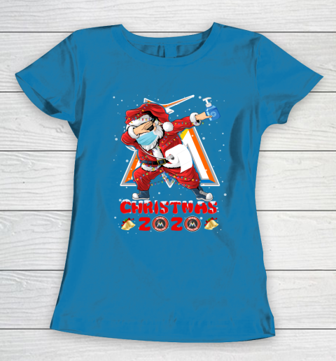 Miami Marlins Funny Santa Claus Dabbing Christmas 2020 MLB Women's T-Shirt 6