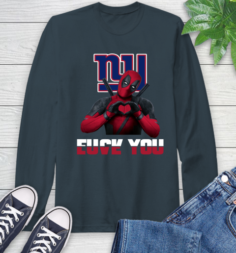 NHL New York Giants Deadpool Love You Fuck You Football Sports Long Sleeve T-Shirt 9