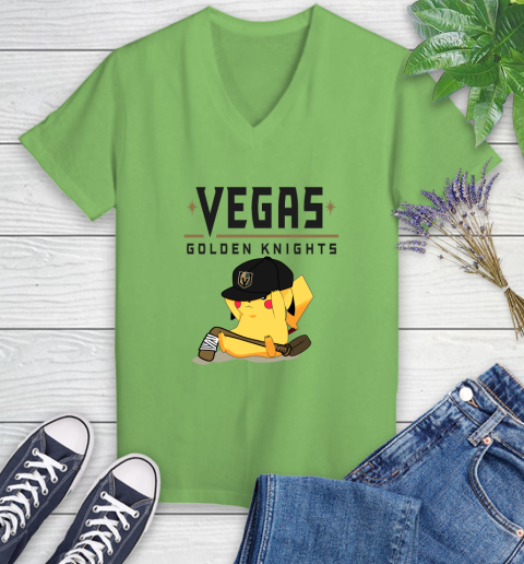 NHL Pikachu Hockey Sports Vegas Golden Knights Women's V-Neck T-Shirt 11