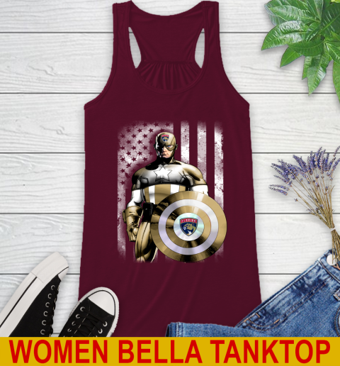 Florida Panthers NHL Hockey Captain America Marvel Avengers American Flag Shirt Racerback Tank 2
