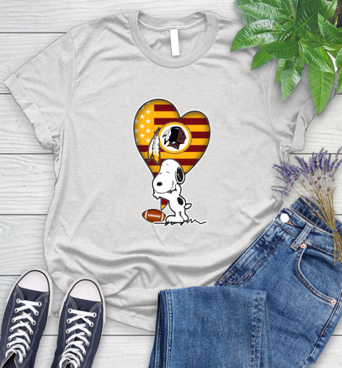Washington Redskins NFL Football The Peanuts Movie Adorable Snoopy Women's T-Shirt