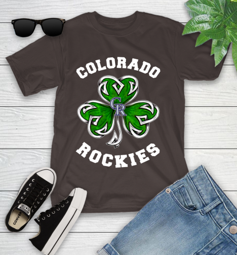 MLB Colorado Rockies Three Leaf Clover St Patrick's Day Baseball Sports Youth T-Shirt 7