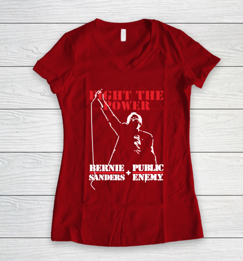 Fight The Power Bernie Sanders Public Enemy Women's V-Neck T-Shirt 8