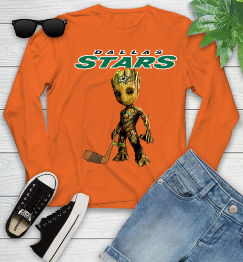 Dallas Stars NHL Hockey Groot Marvel Guardians Of The Galaxy Youth Long Sleeve 4