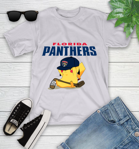 NHL Pikachu Hockey Sports Florida Panthers Youth T-Shirt 4