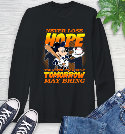 Detroit Tigers MLB Baseball Mickey Disney Never Lose Hope Long Sleeve T-Shirt
