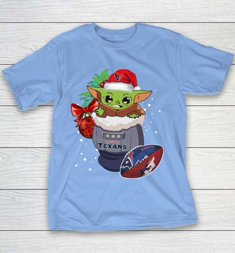 Houston Texans Christmas Baby Yoda Star Wars Funny Happy NFL Youth T-Shirt 10