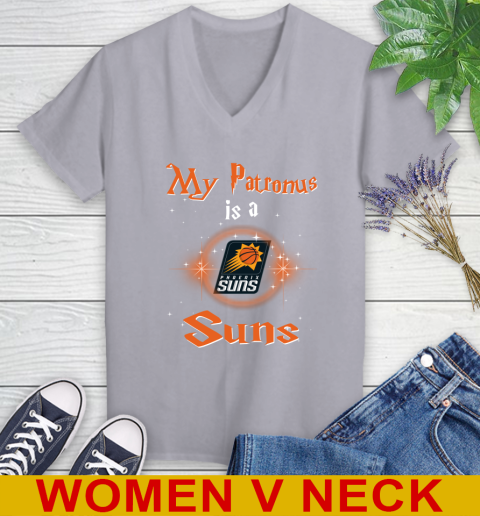 NBA Basketball Harry Potter My Patronus Is A Phoenix Suns Women's V-Neck T-Shirt 4