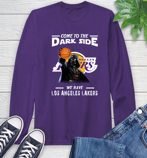 NBA Come To The Dark Side We Have Los Angeles Lakers Star Wars Darth Vader Basketball Long Sleeve T-Shirt 5