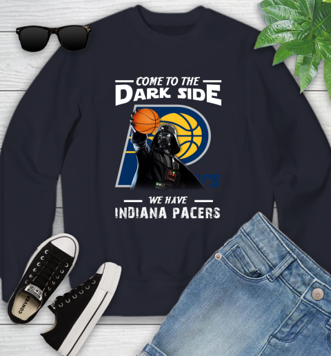 NBA Come To The Dark Side We Have Indiana Pacers Star Wars Darth Vader Basketball Youth Sweatshirt 2
