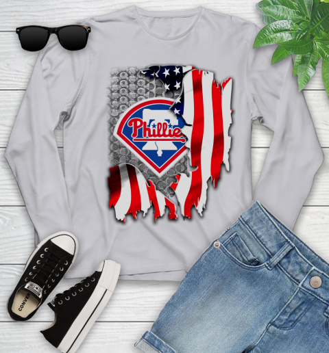 Philadelphia Phillies MLB Baseball American Flag Youth Long Sleeve 5