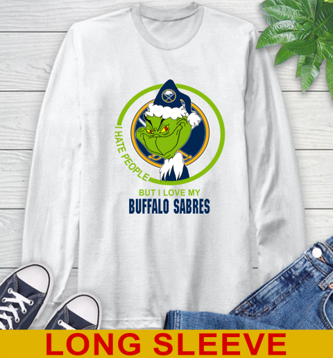 Buffalo Sabres NHL Christmas Grinch I Hate People But I Love My Favorite Hockey Team Long Sleeve T-Shirt