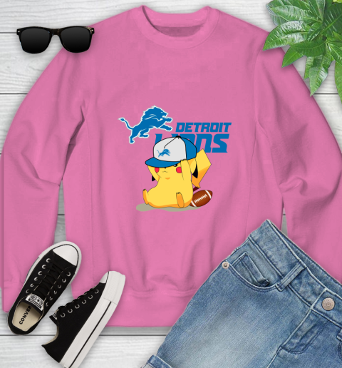 NFL Pikachu Football Sports Detroit Lions Youth Sweatshirt 7