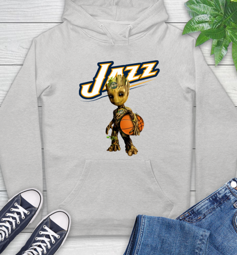 Utah Jazz NBA Basketball Groot Marvel Guardians Of The Galaxy Hoodie