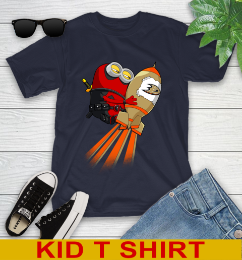 NHL Hockey Anaheim Ducks Deadpool Minion Marvel Shirt Youth T-Shirt 2