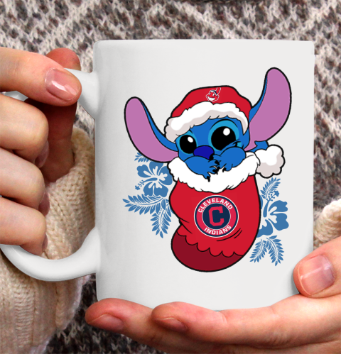 Cleveland Indians Christmas Stitch In The Sock Funny Disney MLB Ceramic Mug 11oz 2