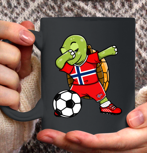 Dabbing Turtle Norway Soccer Fans Jersey Norwegian Football Ceramic Mug 11oz