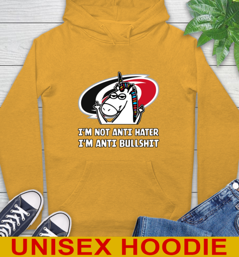 Carolina Hurricanes NHL Hockey Unicorn I'm Not Anti Hater I'm Anti Bullshit Hoodie 3