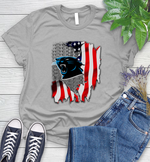 Carolina Panthers NFL Football American Flag Women's T-Shirt 5