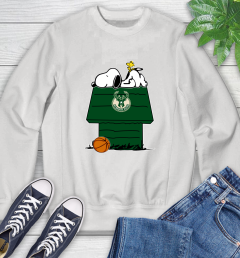 Milwaukee Bucks NBA Basketball Snoopy Woodstock The Peanuts Movie Sweatshirt