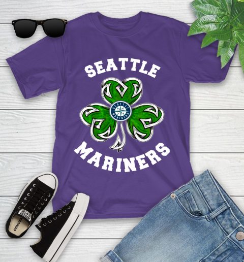 MLB Seattle Mariners Three Leaf Clover St Patrick's Day Baseball Sports Youth T-Shirt 3