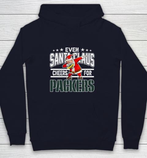 Green Bay Packers Even Santa Claus Cheers For Christmas NFL Youth Hoodie 2