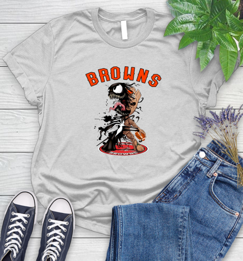 NFL Cleveland Browns Football Venom Groot Guardians Of The Galaxy Women's T-Shirt