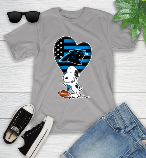 Carolina Panthers NFL Football The Peanuts Movie Adorable Snoopy Youth T-Shirt 4