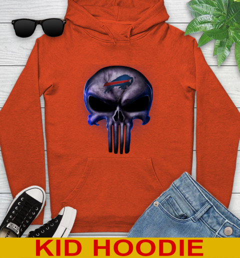 Buffalo Bills NFL Football Punisher Skull Sports Youth Hoodie 4