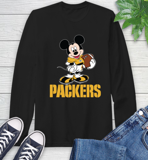 NFL Football Green Bay Packers Cheerful Mickey Mouse Shirt Long Sleeve T-Shirt