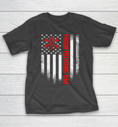 Father gift shirt Vintage USA American Flag Proud Mechanic Dad Distressed Gift T Shirt T-Shirt