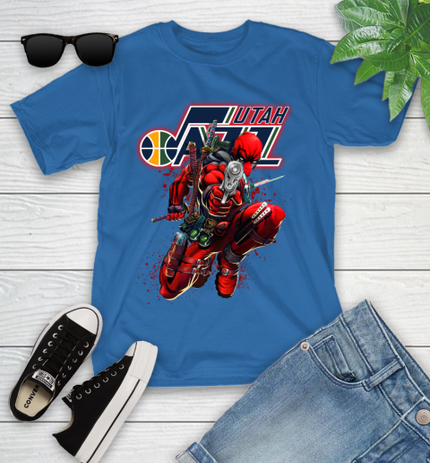 NBA Deadpool Marvel Comics Sports Basketball Utah Jazz Youth T-Shirt 9
