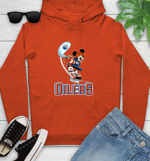 NHL Hockey Edmonton Oilers Cheerful Mickey Mouse Shirt Youth Hoodie 5