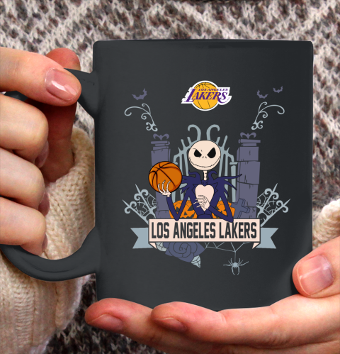 NBA Los Angeles Lakers Basketball Jack Skellington Halloween Ceramic Mug 11oz