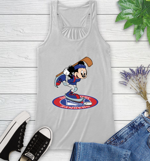NHL Hockey New York Rangers Cheerful Mickey Disney Shirt Racerback Tank 2