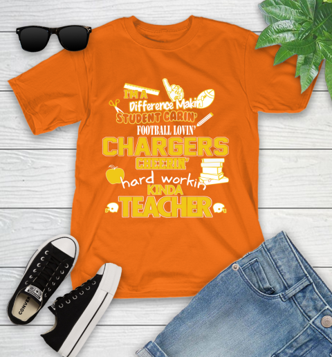 Los Angeles Chargers NFL I'm A Difference Making Student Caring Football Loving Kinda Teacher Youth T-Shirt 9