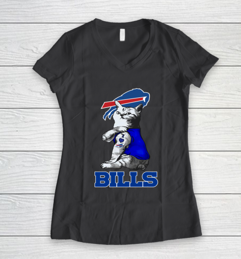 NFL Football My Cat Loves Buffalo Bills Women's V-Neck T-Shirt 6
