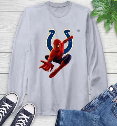 NFL Spider Man Avengers Endgame Football Indianapolis Colts Long Sleeve T-Shirt 6