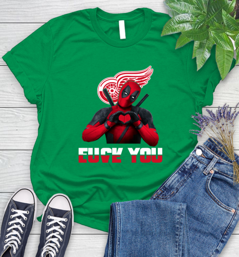 NHL Detroit Red Wings Deadpool Love You Fuck You Hockey Sports Women's T-Shirt 9