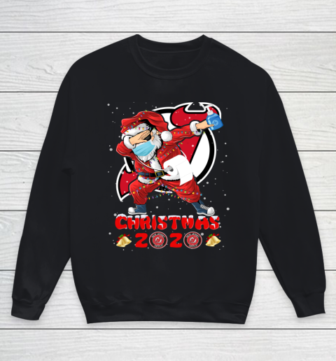 New Jersey Devils Funny Santa Claus Dabbing Christmas 2020 NHL Youth Sweatshirt