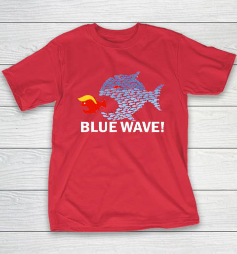 Blue Wave 2024 Funny Big Fish Eat Little Fish Trump Hair Youth T-Shirt 7